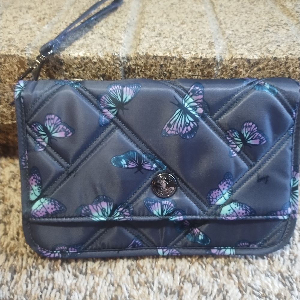 Lug Quilted Butterfly Wallet - Blue and Purple